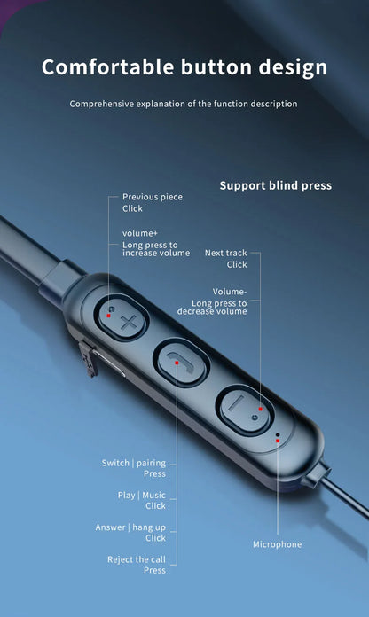 1PC G07 Wireless 9D Bluetooth Headset NeckHanging Stereo Noise Reduction Universal 5.0 Sports Headset Microphone