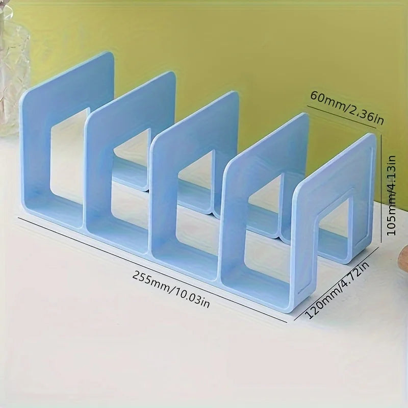 4 Grid Bookends Stand Bookshelf Desktop Decor Storage Rack Bookend Book Holder School Stationery Office Desktop File Organizer