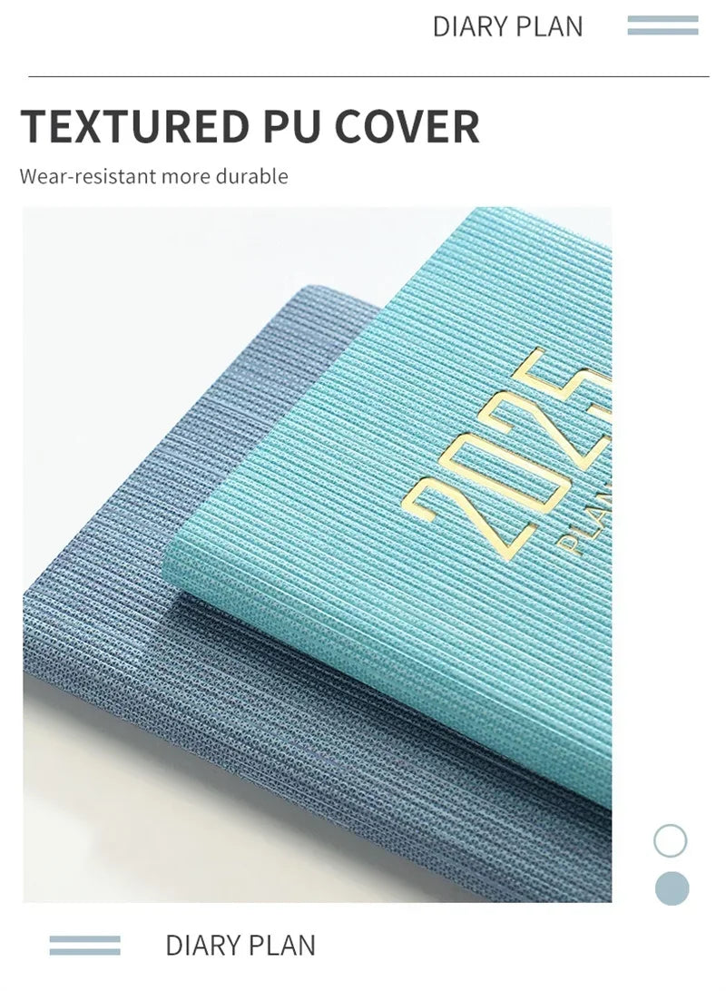 365-Day 2025 Portable A7 Pocket Planner Pu Cover Daily Weekly Schedule Notebook Calendar Journal School Office Supplies Agenda