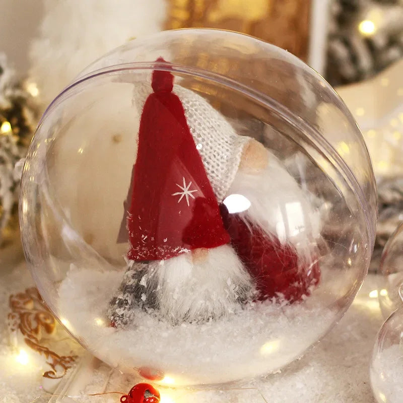 10Pc Christmas Transparent Ball Plastic Christmas Trees Open Ball Box Bauble Ornament Wedding Gift Present Party Home Decoration