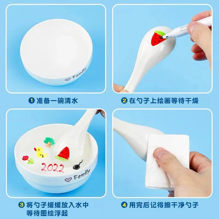 8/12 Color Erasable Whiteboard Pen Set Children's Color Floating Pen Children's Creative Water Floating Pen Painting Stationery