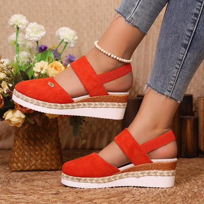 Women's Shoes 2024 Brand Closed Toe Women's Sandals Hot Sale Casual Sandals Women Round Toe Slip on Wedges Platform Shoes Ladies