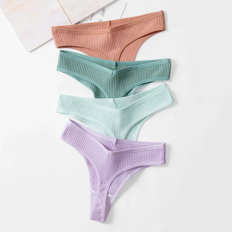 10PCS women's panties Cotton striped bikini panties Sexy sport thong soft, comfortable and breathable pure cotton sexy