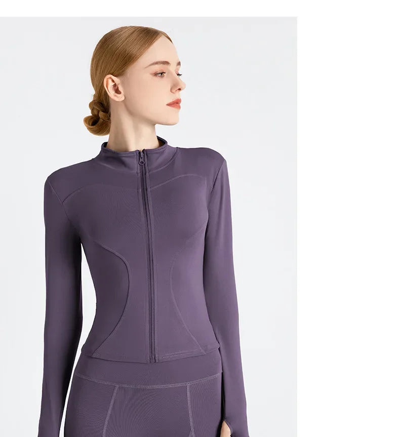 S-3XL Women's Tracksuit Jacket Slim Fit Long Sleeved Fitness Coat Yoga Tops With Thumb Holes Gym Jacket Workout Sweatshirts2025