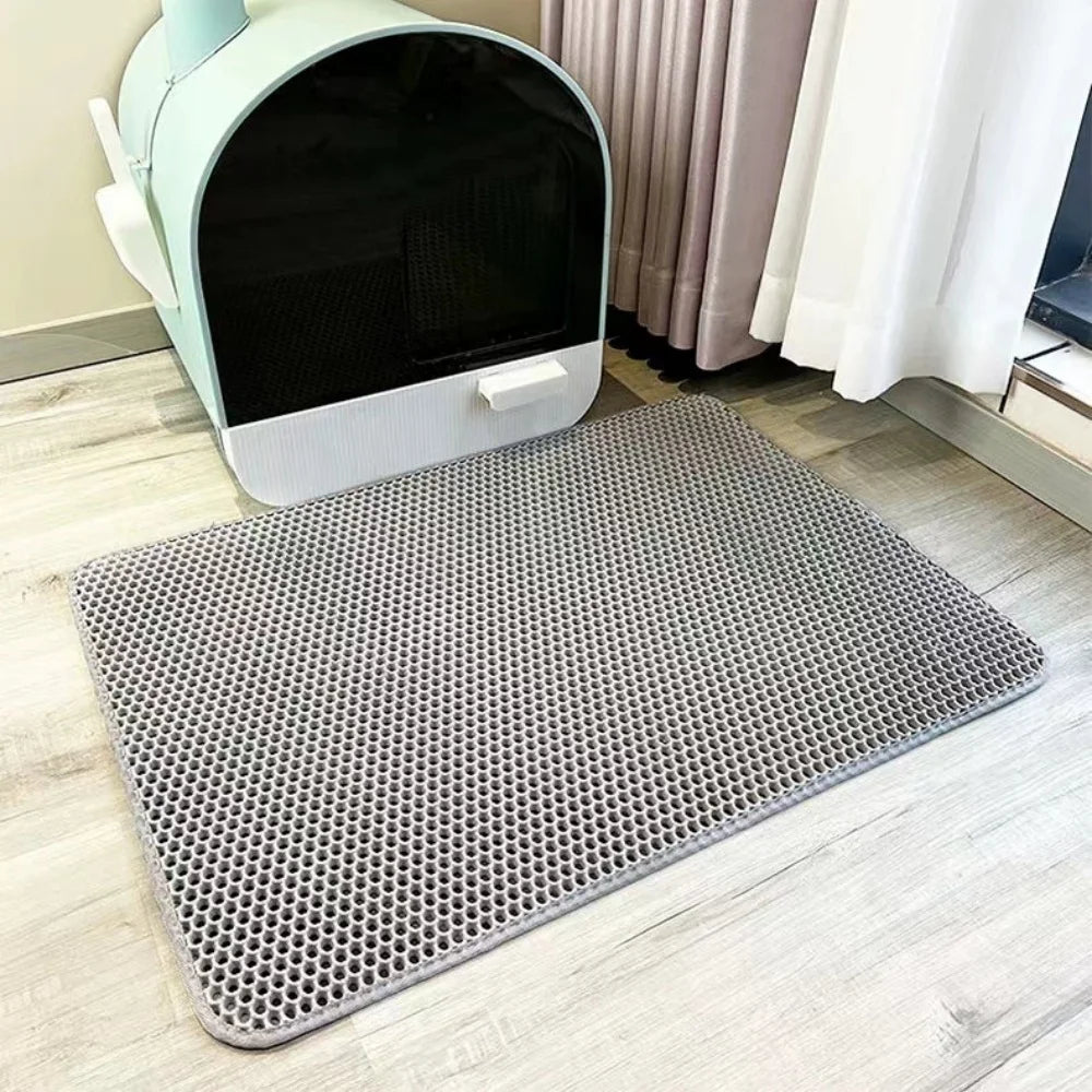 Large Waterproof Double Layer Cat Litter Mat Non-Slip Washable Pet Litter Box Mat Durable Sand Trapper Easy Clean Cat Toilet Mat