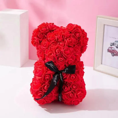 Romantic Valentine's Day Creative Eternal Flower Rose Bear Christmas Gift Rose Bear Hug Bear Wedding Flower Decoration Gift