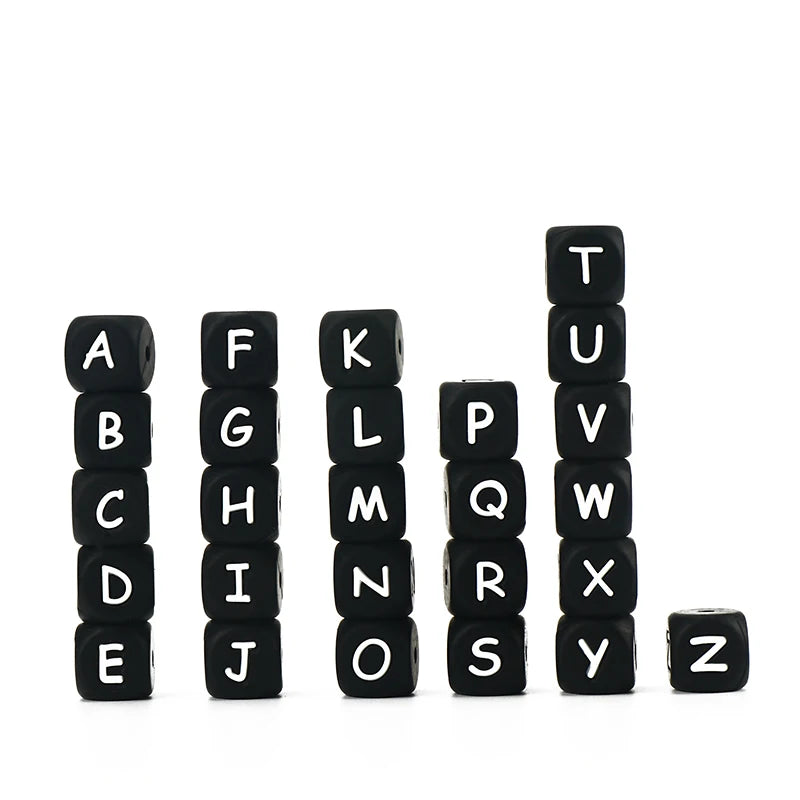 Clearance_12mm 26Pcs Silicone Letter Beads 15 Colors Colorful Alphabet Silicone Chewing Bead for Pacifier Clip Chain Not Choose