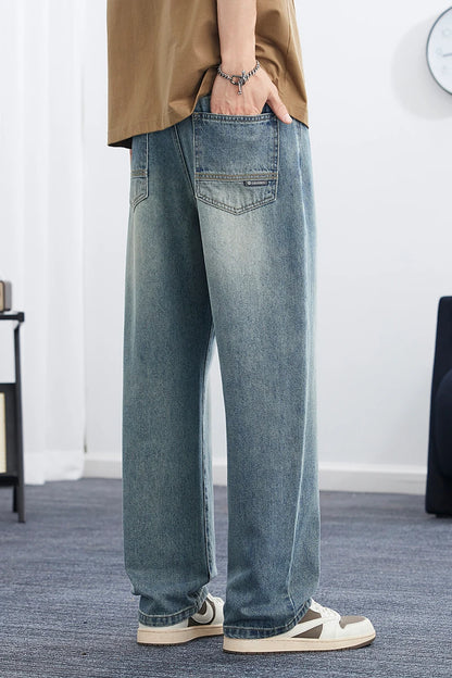 2025 Spring/Summer Korean Style Straight Leg Lyocell Jeans Men's Fashion Versatile Loose Thin Pants Men's Washed Retro ﻿