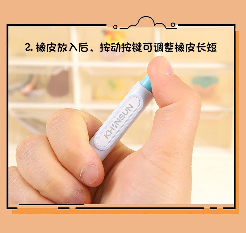 Press Retractable Pencil Eraser Correction Supplies Pen Style Pencil Rubber Writing School Supplies Stationery