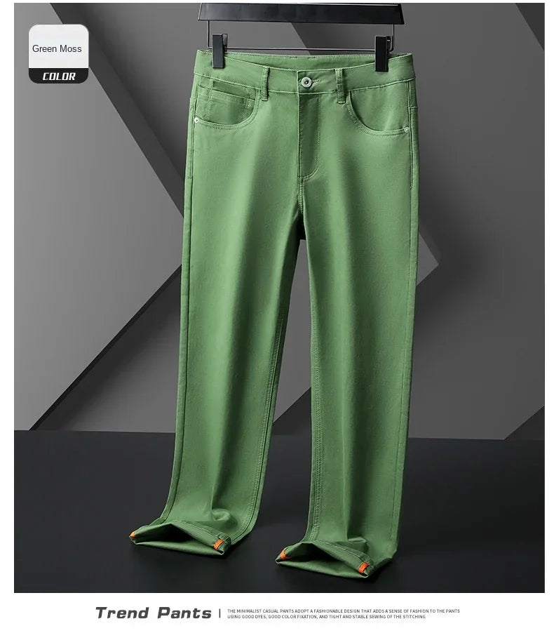 Seven-Color Stretch Jean Men's Trendy Wild Simple 97% Cotton High-End Slim-Fitting Small Straight Casual Men's Clothing Trousers