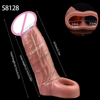 SXXY Silicone Penis Sleeve For Cock Enlargement Lengthen Men Reusable Condom Penis Ring Delayed Ejaculation