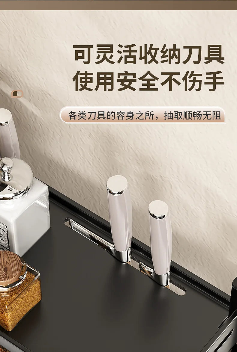 Kitchen seasoning rack, countertop knife holder, multi-functional seasoning, kitchen utensils, multi-layer storage rack