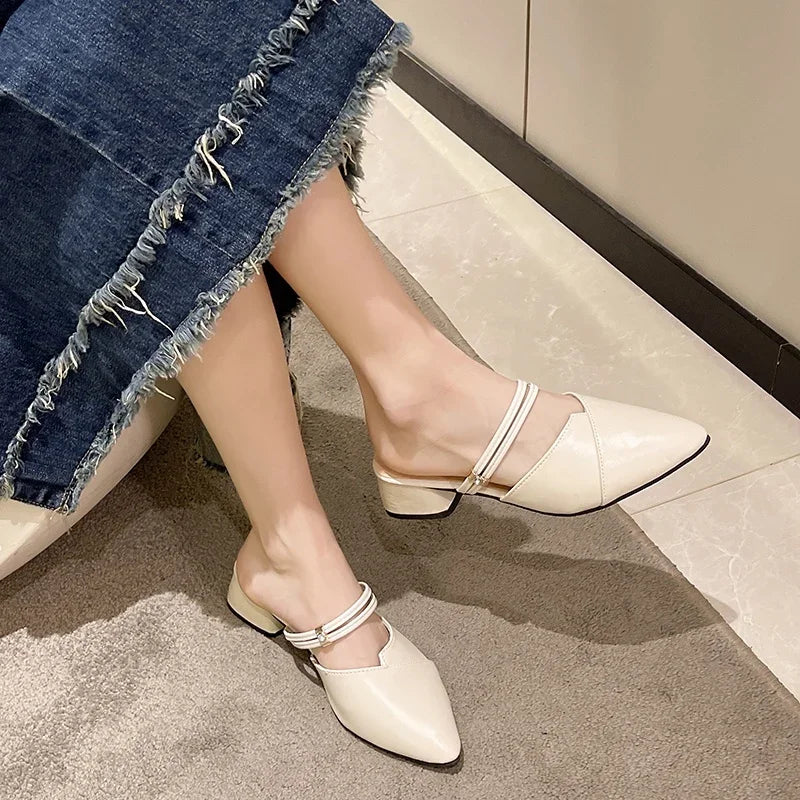 Shoes for Women Hot Sale Women's Slippers Fashion Mature Casual Slippers Pointed Toe Solid Shoes Female