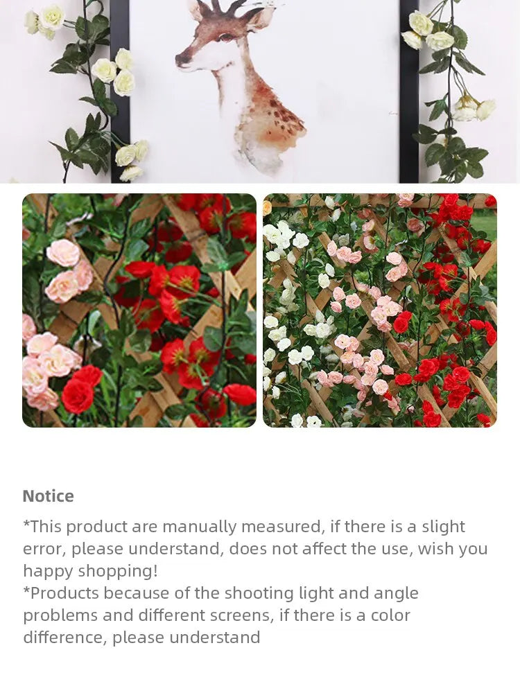 2.5m 1.8m Rose Artificial Flower Vine For Wedding Garland White Pink Home Room Wedding Decoration Silk Artificial Rose Vine Han