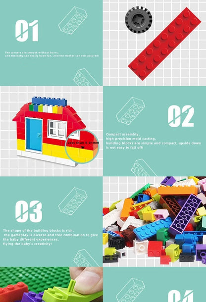 HOMEFISH 1000 DIY creative building blocks bulk set Urban Classic building Assembled birthday gift children's educational toys