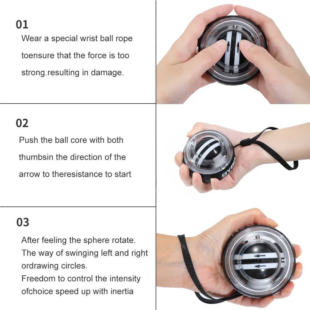 Wrist Power Ball Self-lifting Grip Ball Wrist Gyro Ball Strength Trainer Forearm Exerciser Strengthens Arm and Finger Muscles