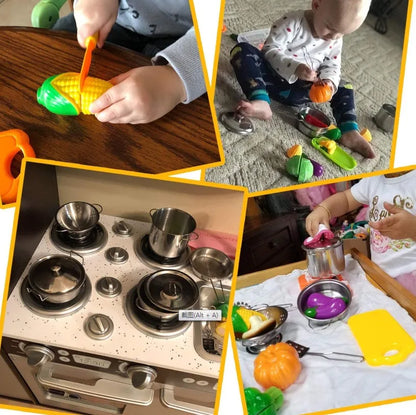 Kitchen Set Pretend Play Simulated Kitchen Toy Children Role Playset Cooking Set Educational Gift for Girls Boy