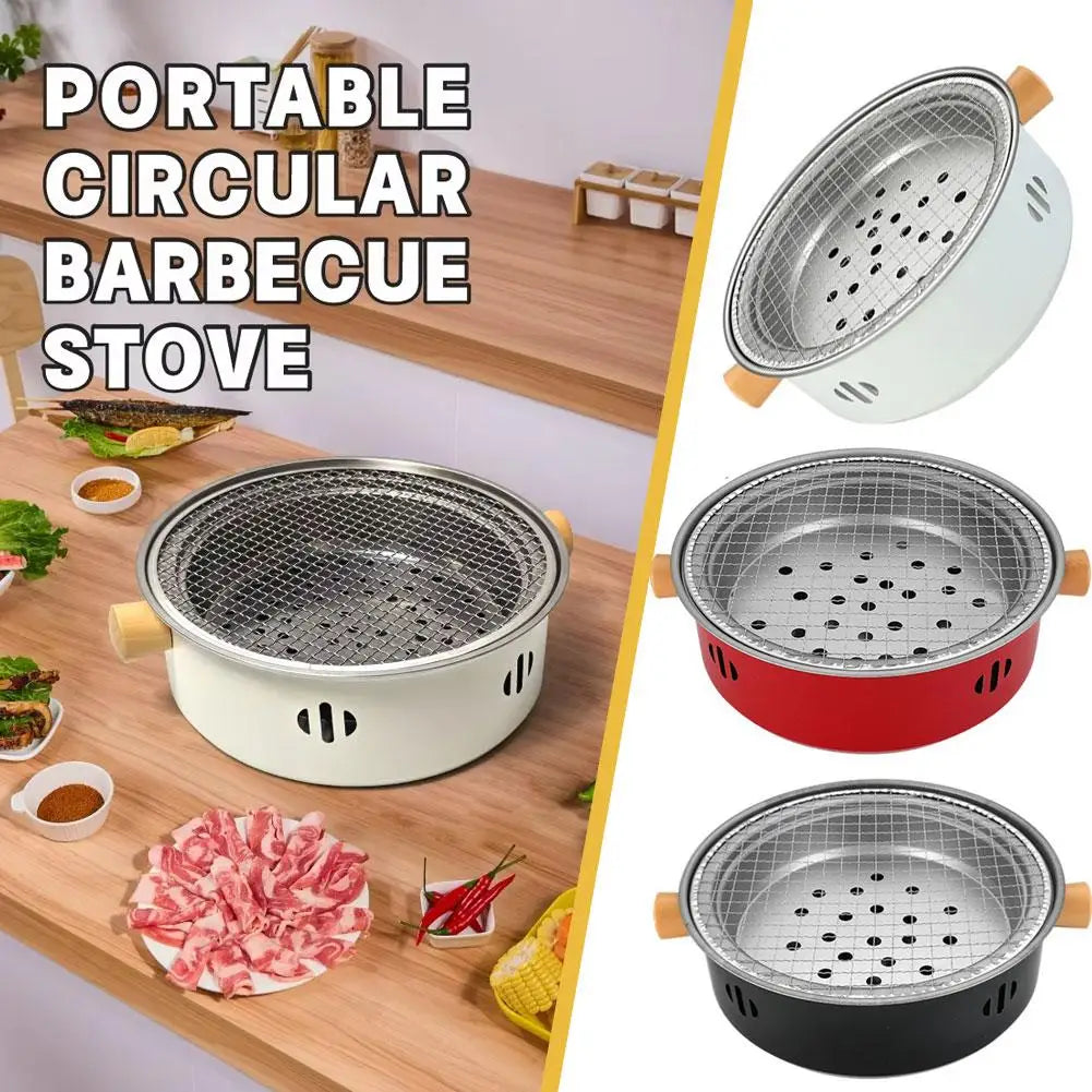 Steel Barbecue Grill Korean Charcoal Stove Split BBQ Stove Round Non-stick Barbecue Rack For Outdoor Camping