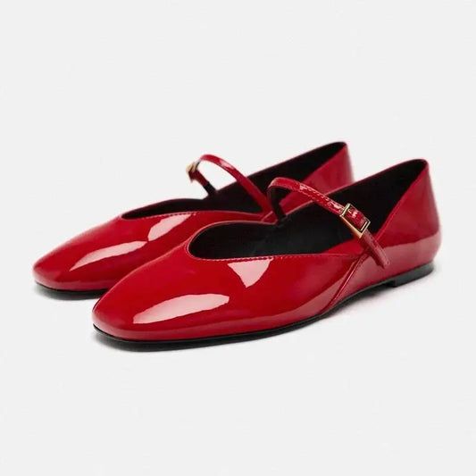 Women's Shoes Spring Designer Red White Black Women Ballet Casual Round Toe Flats Patent Leather Office Female Shoe