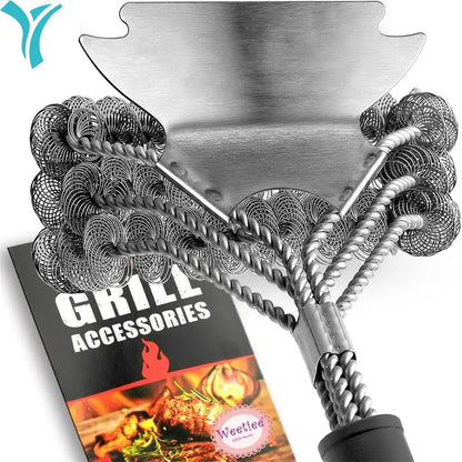 Safe Grill Brush - Bristle Free BBQ Grill Brush - Rust Resistant Stainless Steel Barbecue Cleaner - Great Grilling Accessories