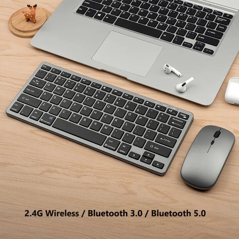 Bluetooth 5.0 &2.4G Wireless Keyboard and Mouse Combo Mini Multimedia Keyboard Mouse for Computer Laptop PC iPad Macbook Android