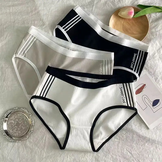 Underwear Women Cotton Crotch Mid Waist Traceless Sexy Panties Japanese Sports Style Girls Breathable Underpants Simple Lingerie