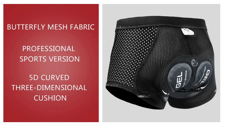 X-TIGER Men's Cycling Underwear with 5D Gel Cushioned MTB Boxer Cycling Shorts Road Cycling Underwear Cycling Equipment