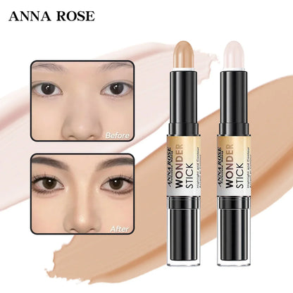 Double-ended  Face Foundation Concealer Pen, highlighter, waterproof and sweatproof, high nose bridge, face slimming for Makeup
