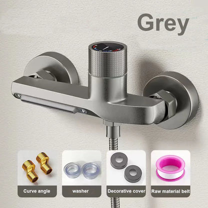 Bathroom Brass Basin Faucets Shower Faucet Wall Mounted Hot Cold Water Dual Spout Mixer Tap For Bathroom