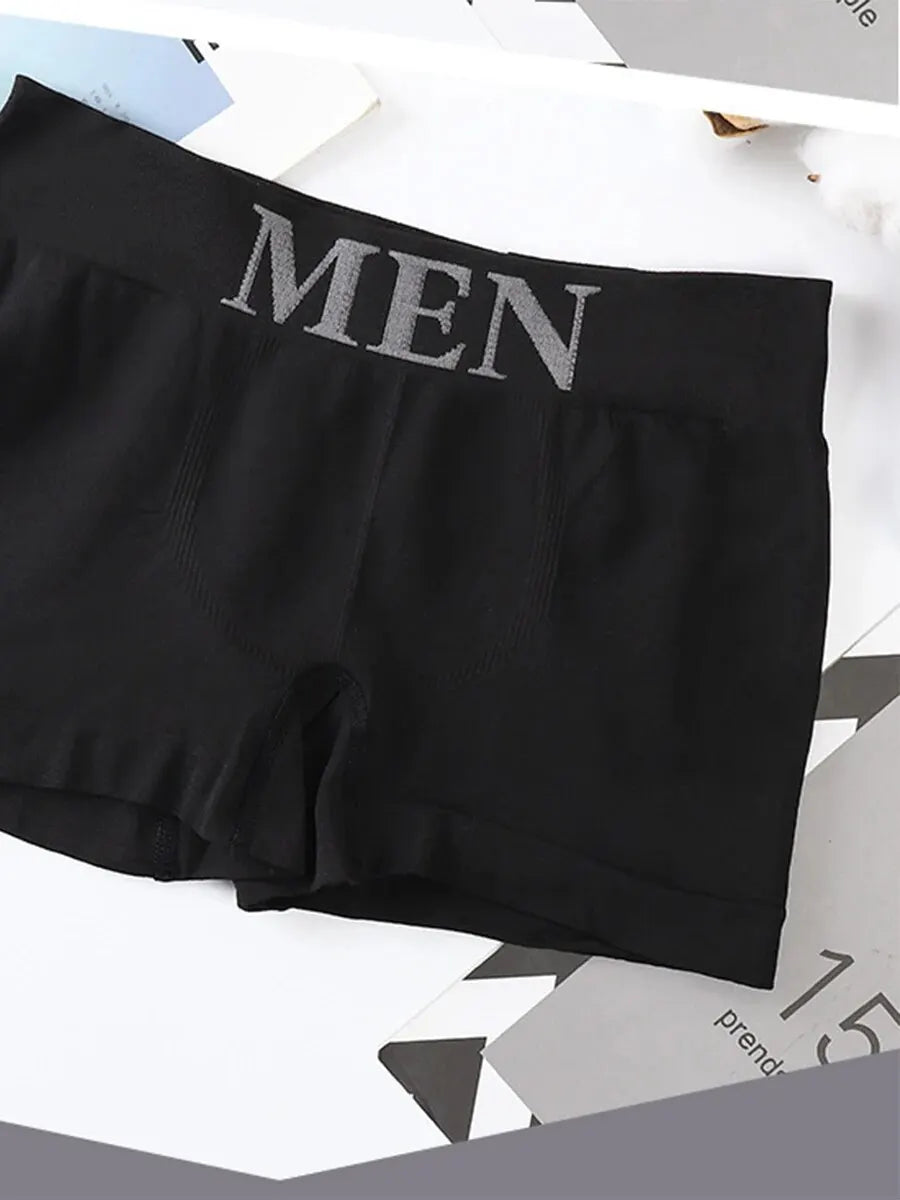 5 PCs Men's High Elastic Plain Color Comfortable Boxer Briefs Panties Breathable Pantyhose