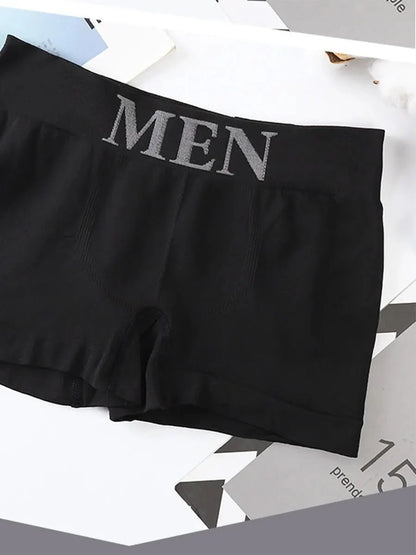5 PCs Men's High Elastic Plain Color Comfortable Boxer Briefs Panties Breathable Pantyhose