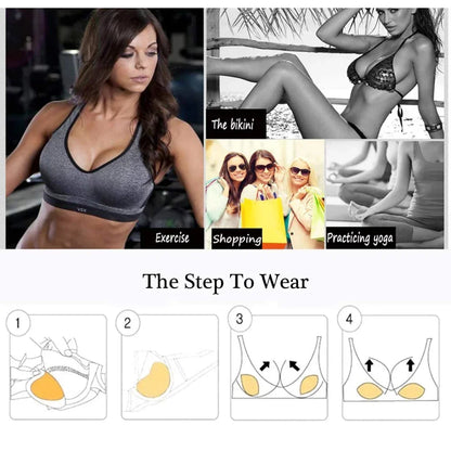 Chest Push Up Sticky Bra Thicker Sponge Bra Pads Breast Lift Up Enhancer Silicone Removeable Inserts Swimsuit Invisible Bra