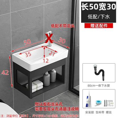 Bathroom Vanity with Sink Toilet Simple Small Apartment Household Wall-mounted Storage Balcony Washbasin Cabinet with Mirror