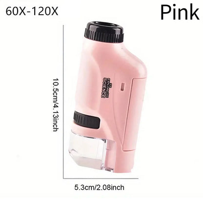 Portable Handheld 60X-100X Magnification Microscope Optical Lens Scientific Observation Tool