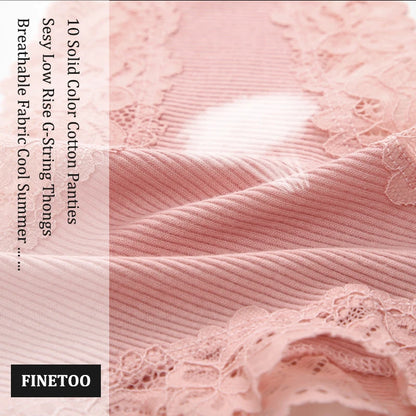 3/5PCS Lace Seamless Cotton Panties Ribbed Brazilian Pants Low Waist Women Panties Breathable Girls Underwear Plus Size Lingerie