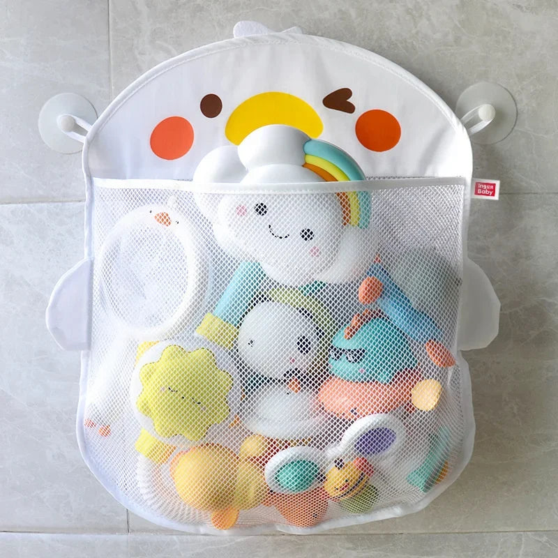 Kids Tidy Organizer Storage Suction Bathroom Bathtub Doll Hanging Bag  Dinosaur Animal Baby Bath Toys Basket Mesh Bag Water Toys