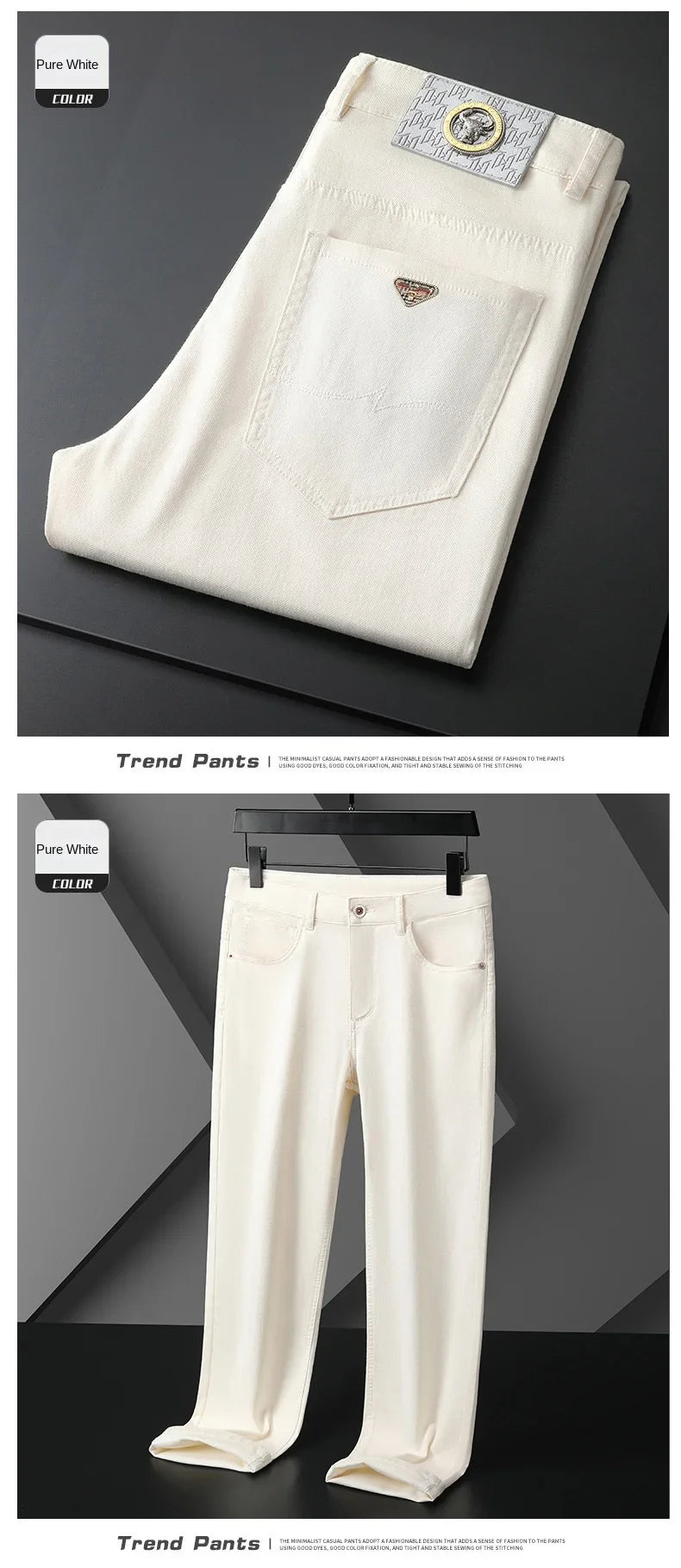 Seven-Color Stretch Jean Men's Trendy Wild Simple 97% Cotton High-End Slim-Fitting Small Straight Casual Men's Clothing Trousers