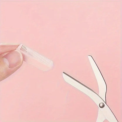 3-Piece Eyebrow Trimmer Set, Precision Trimming Scissors, Curved Eyebrow Trimmer And Comb - For On-The-Go Eyebrow Grooming