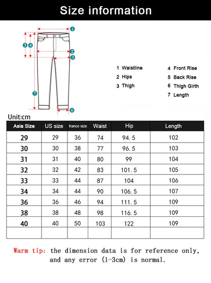 Wthinlee New Business Men's Jeans Casual Straight Stretch Fashion Classic Blue Black Work Denim Trousers Male Brand Clothing