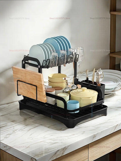 Kitchen utensil storage rack, multifunctional drainage rack on the countertop, convenient for storing utensils in the kitchen