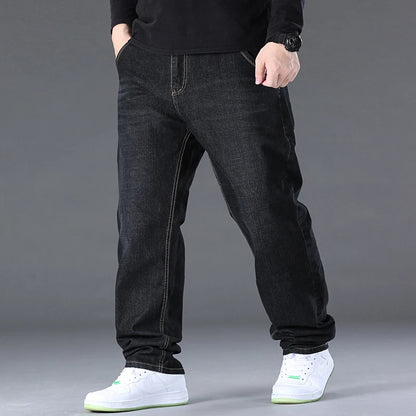 Men Light Luxury Elastic force loose Fit Pants Comfortable Soft Business Fashion ventilate Casual Denim Trousers Male Clothing