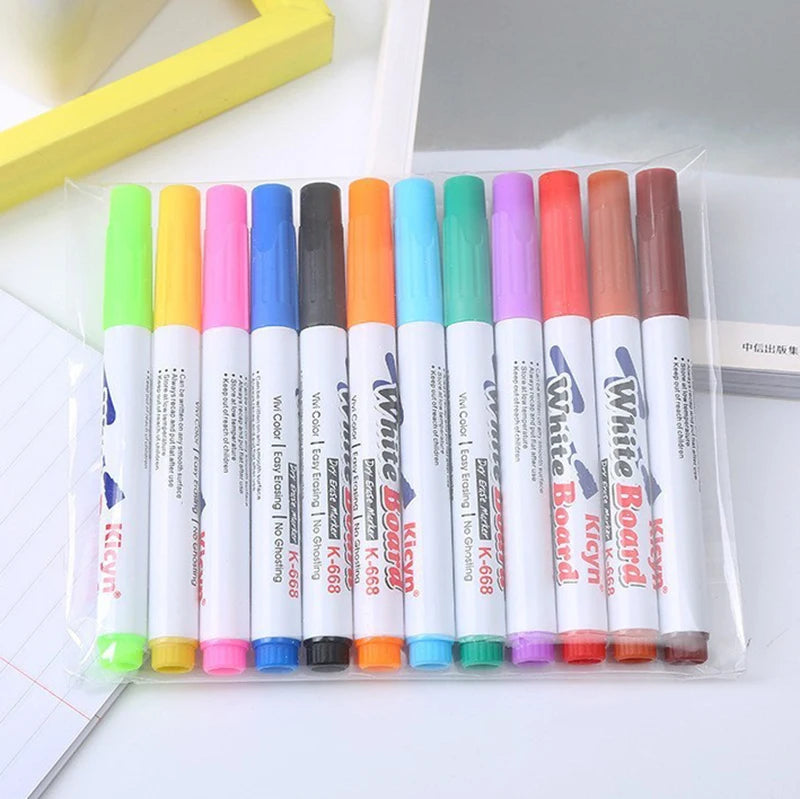 8/12 Color Erasable Whiteboard Pen Set Children's Color Floating Pen Children's Creative Water Floating Pen Painting Stationery