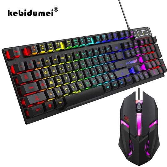 104-Key Backlit Mechanical Gaming Keyboard and Mouse Set – Wired, Waterproof, Luminous Keys for PC, Laptop & Office
