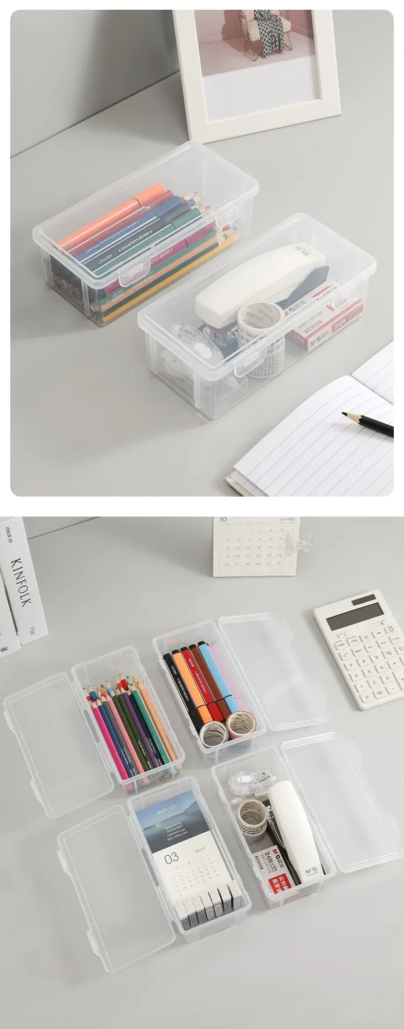 1PC Transparent Pencil Case Sketch Plastic Pencil Case Storage Case Art Student Pencil Case Large Capacity Toolbox