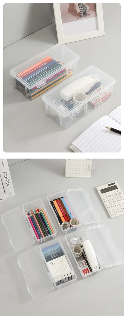 1PC Transparent Pencil Case Sketch Plastic Pencil Case Storage Case Art Student Pencil Case Large Capacity Toolbox