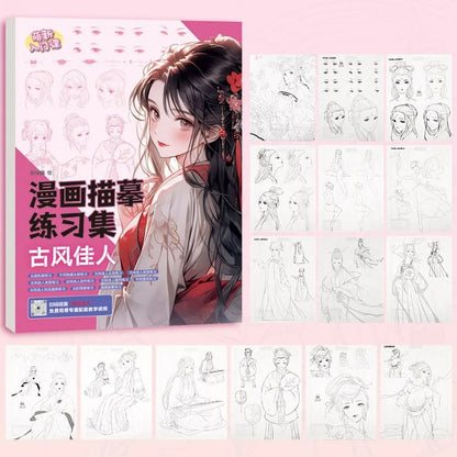 Comics Girl Boy Comics Hand Drawn Tutorial Book Studying Novice Zero Basic Line Draft Practice Book Drawing Copy Book Learning