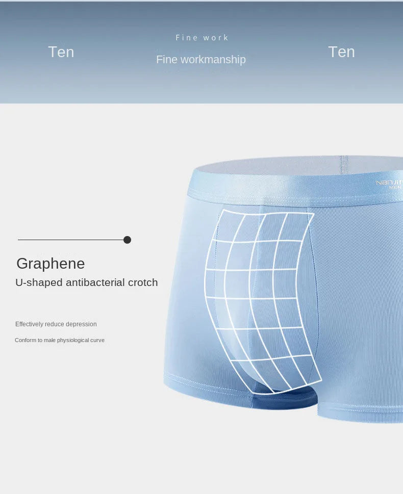 4pcs Boxer Shorts Men's Ice Silk Underwear Cool Underpants Breathable Sexy Thin Panties U Convex Lingerie Wholesale Lots L-6XL