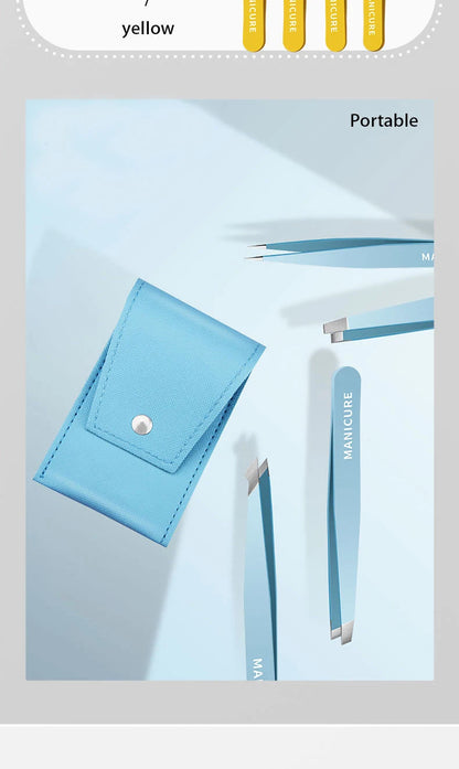 HUAZDS Eyebrow Tweezer Colorful Hair Beauty Fine Hairs Puller Stainless Steel Slanted Eye Brow Clips Removal Makeup Tools