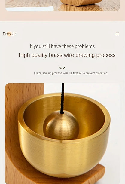 1pc Brass Doorbell Reminder Wind Chime With Magnetic Suction, C-Shaped Gift For Housewarming, Home Decoration, Car Decoration