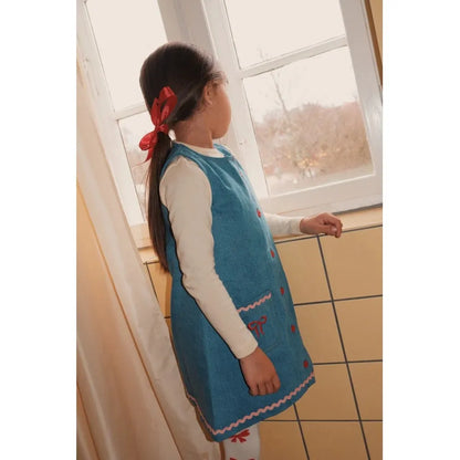 Kids Girls Clothes 25AW New Toddler FL Cute Bow Strawberry Printed Dresses Denim Vest Dress Jeans Children Clothing